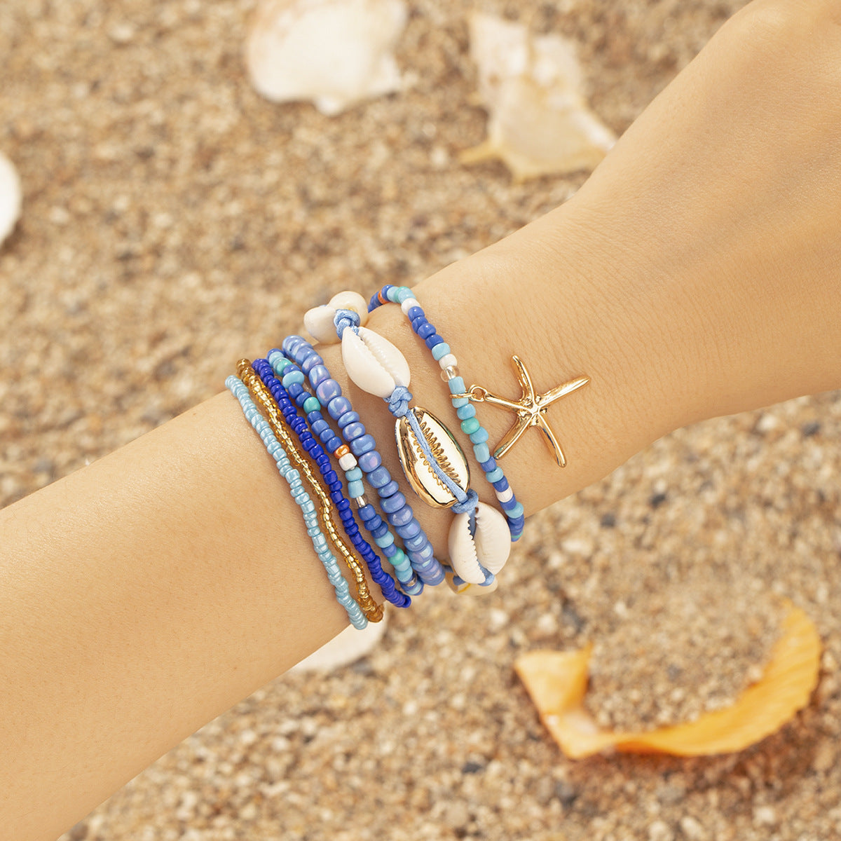 Wholesale of Multi-layer Starfish Shell Rice Bead Bracelets